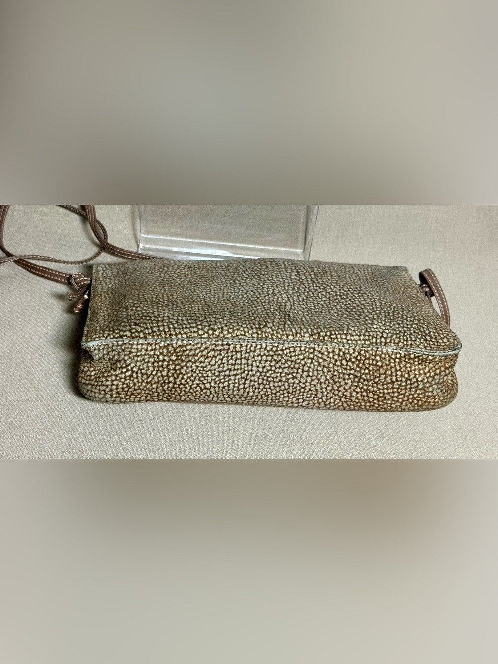 Rare Vintage Borbonese Redwall Partridges Eye Textured Sling Bag - Made in Italy - Picture 3 of 10